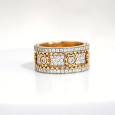 18k Yellow Gold Ring with 1.6 Carats Natural Diamonds and Rotating Gear Motifs picture