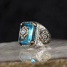 Handmade Black Men's Ring Alloy Fashion Ring Geometric Vintage Style All Sizes** picture