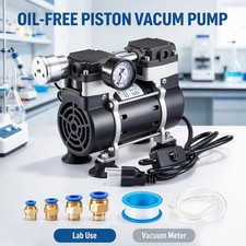 50 L/min Lab Vacuum Pump with Switch 180W Oilless Lab Pump with Vacuum Meter US picture