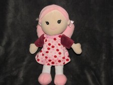 Gi-go Gigo Baby Girl Doll Soft Stuffed Plush Cloth Velour Pink Hair Polka Dot picture